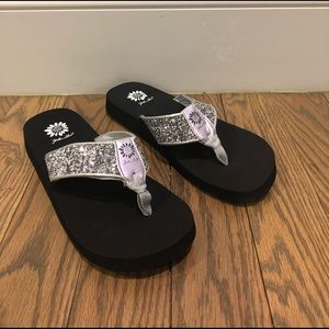 Yellowbox Silver Sequin Flipflops